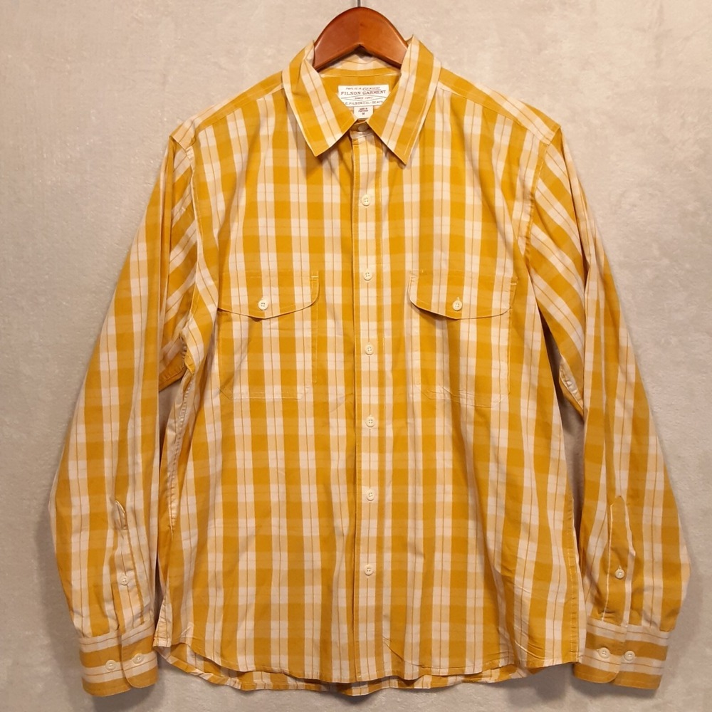 C.C Filson Mens LS Button Shirt Sz.M/Yellow/Check/Polyamide-Lycra Blend/Pockets